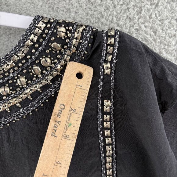 Calypso St. Barth Black 100% Silk Embellished Tunic Dress Top XS Boho Luxe - Picture 8 of 11